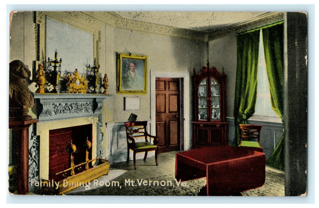 Family Dining Room Mt. Vernon Virginia Vintage Antique Postcard