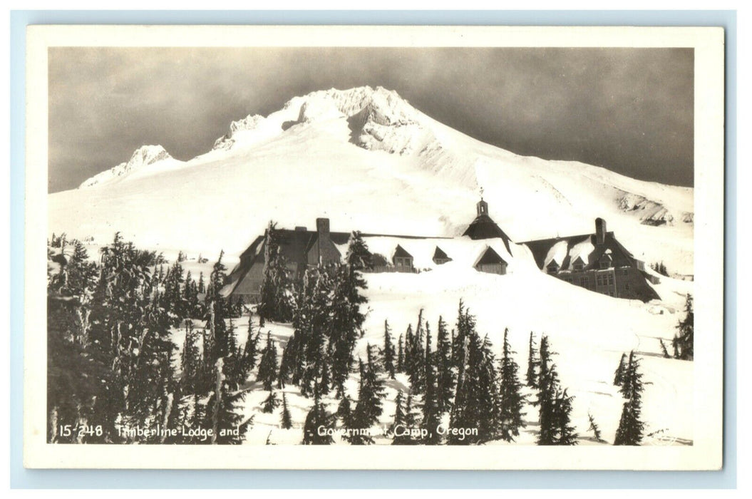 c1940's Timberline Lodge Government Camp Oregon OR RPPC Photo Postcard