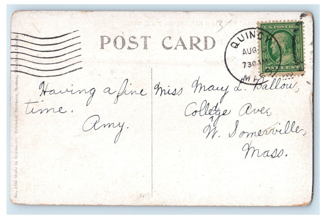 1908 View Of Great Hill From Pier Houghs Neck Massachusetts MA Antique Postcard