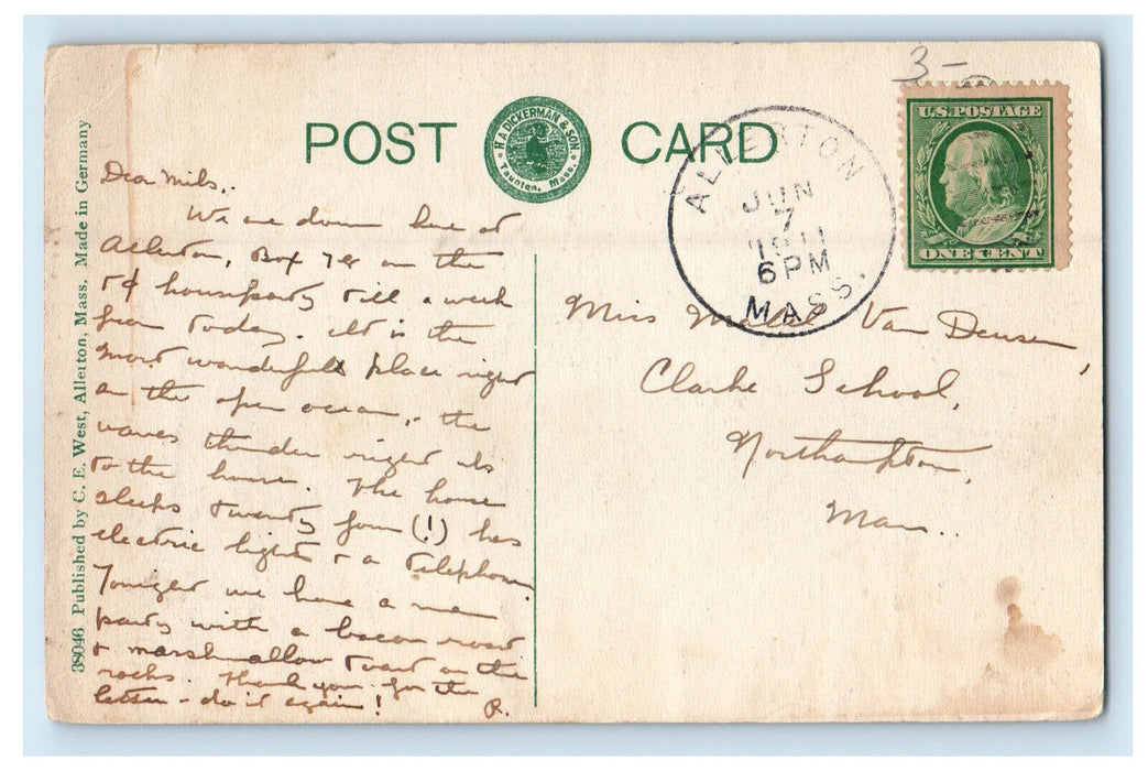 1911 East Side Allerton Bluff, Allerton, Massachusetts MA Posted Postcard