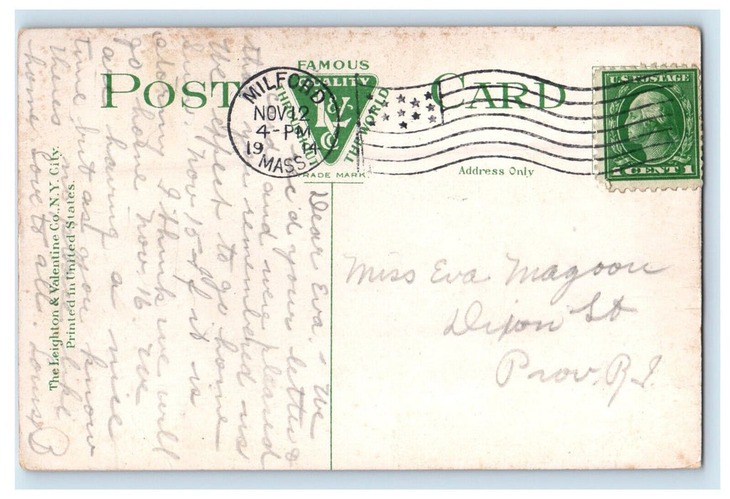1914 Statue Of Hope Drinking Fountain Hopedale Massachusetts MA Antique Postcard