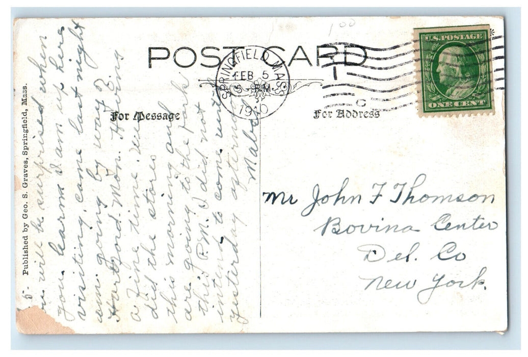 1910 Buffaloes Forest Park Springfield Massachusetts MA Antique Posted Postcard