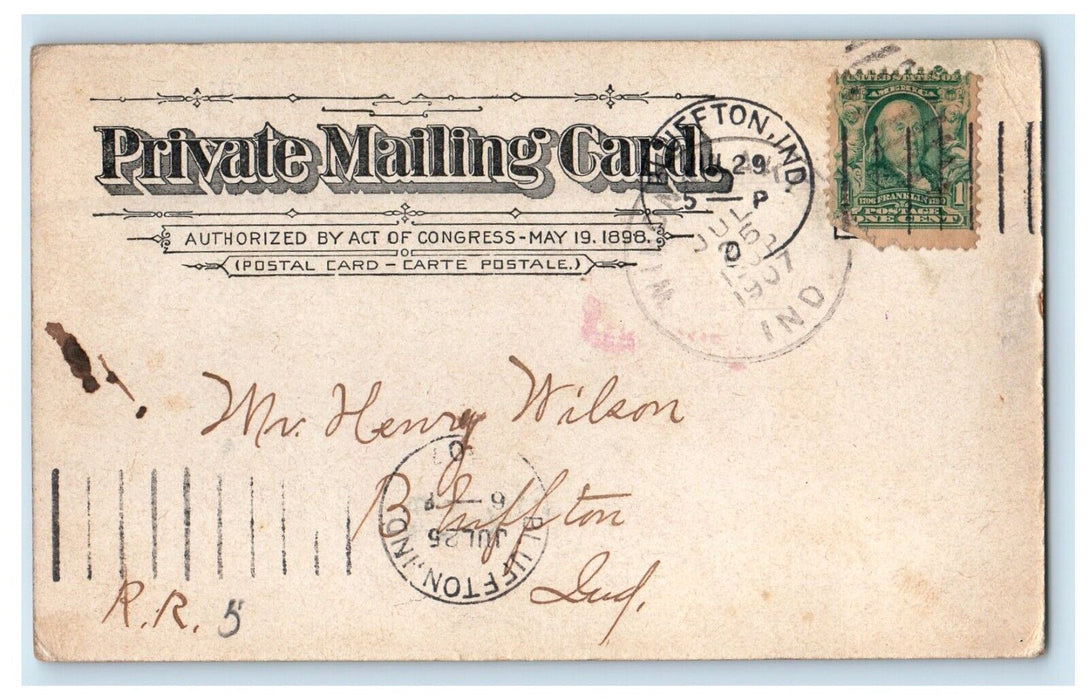 1907 The City Of Warsaw Steamer Boat Winona Lake Indiana IN Antique Postcard