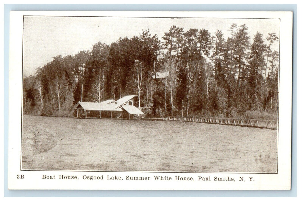 Boat House Osgood Lake Summer White House Paul Smiths New York NY Postcard
