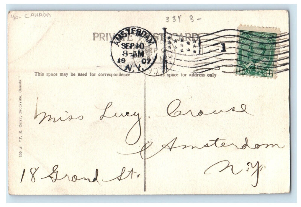 1907 War Canoe Races Brockville St. Lawrence Canada, Amsterdam NY Postcard