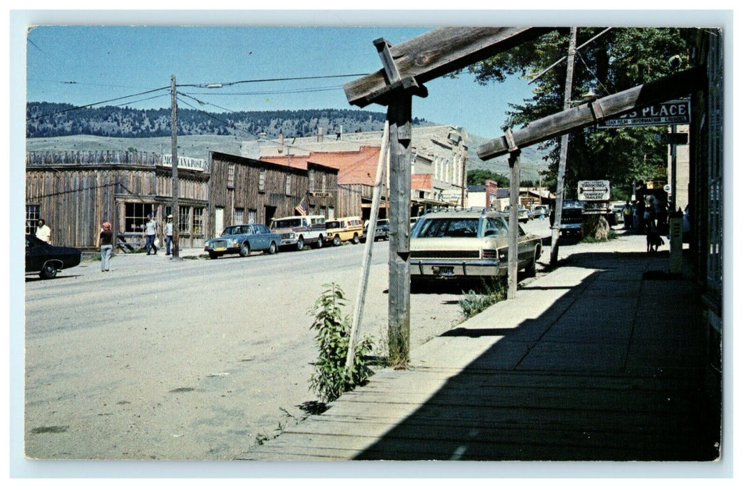 c1960's Virginia City Montana MT Classic Cars Downtown Unposted Vintage Postcard