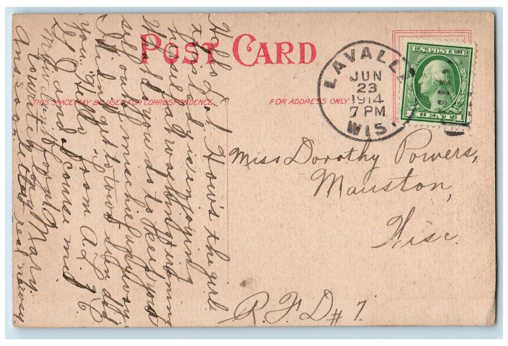 1914 Steam Boat Rock Nature Scene Mauston La Valle Wisconsin WI Antique Postcard