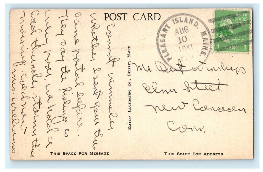 1941 Pleasant Island Lodge And Cottages Maine ME Posted Vintage Postcard