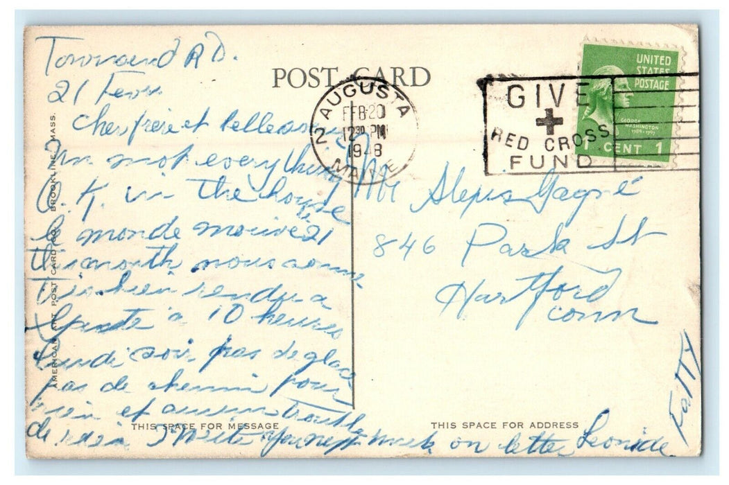 1948 Cony High School, Augusta, Maine ME Vintage Posted Postcard