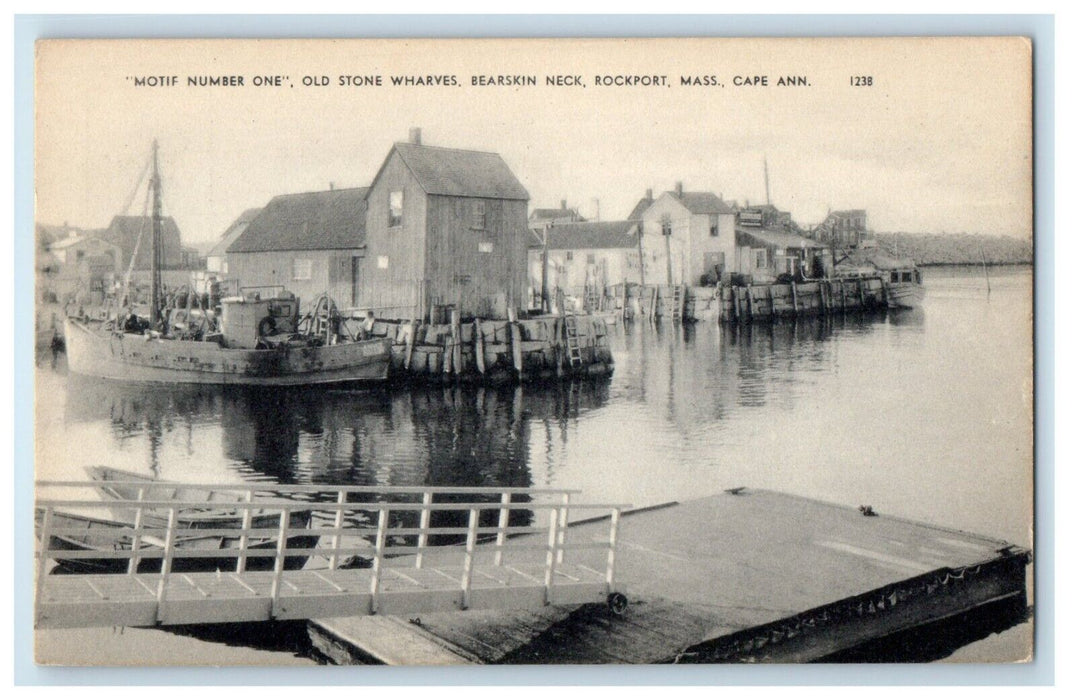 Old Stone Wharves Bearskin Neck Cape Ann Rockport Massachusetts MA Postcard
