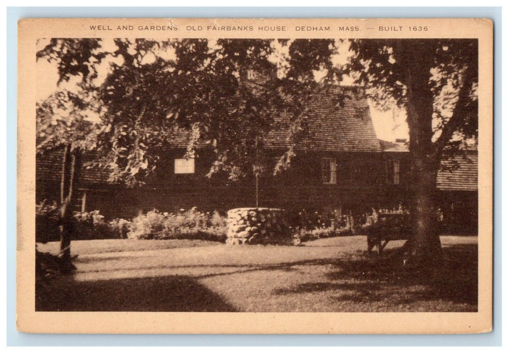 Well And Gardens Old Fairbanks House Dedham Massachusetts MA Vintage Postcard