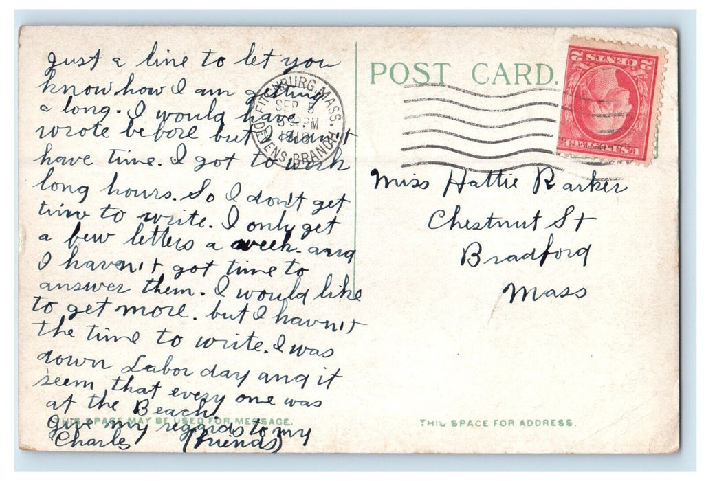 1918 Field Hospital Camp Devens Ayer Massachusetts MA Posted Antique Postcard