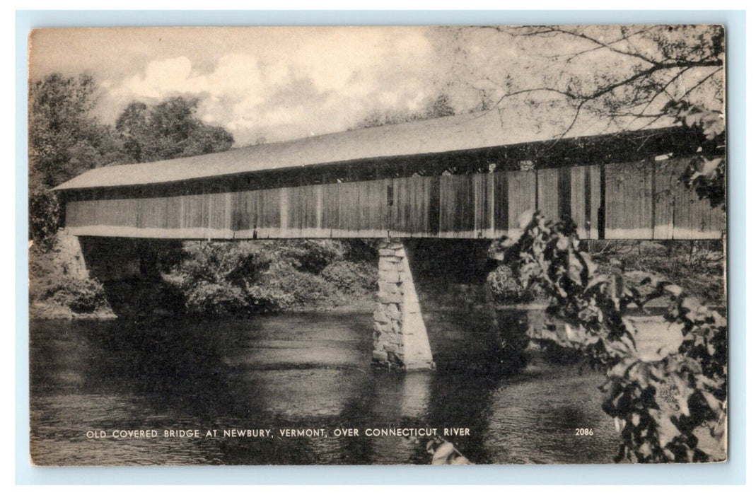 Old Covered Bridge at Newburg Vermont Connecticut River Vintage Antique Postcard