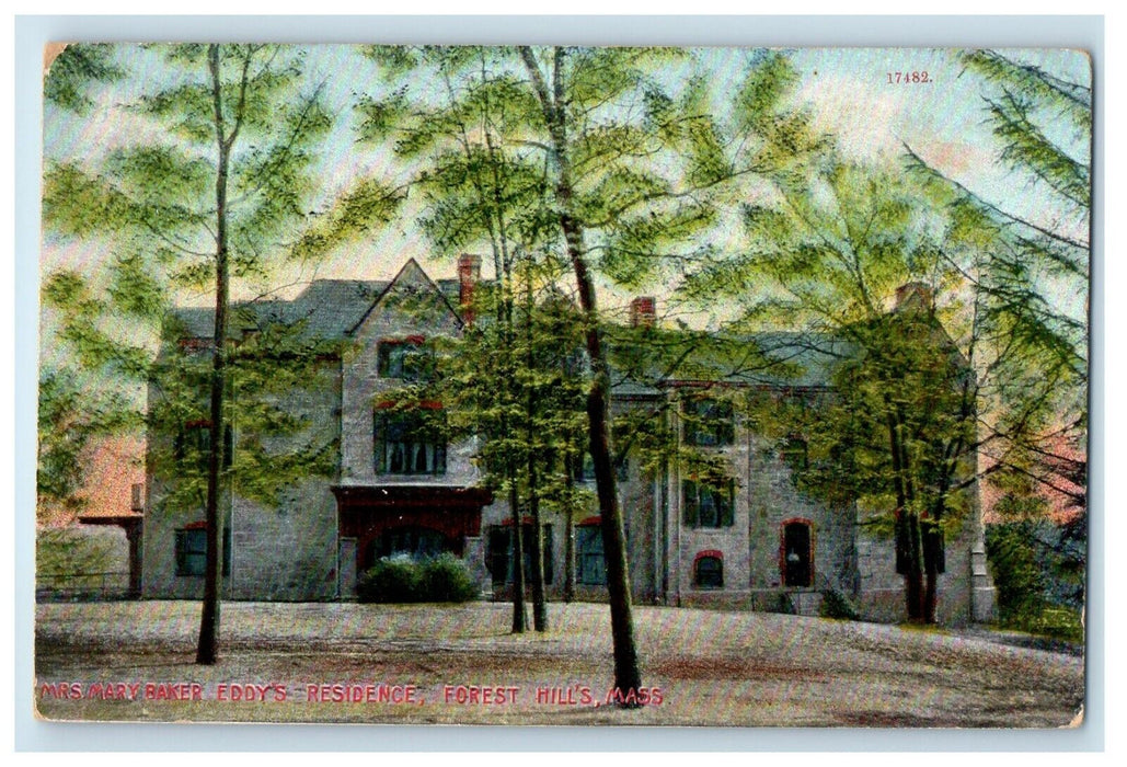 c1910's Mrs. Mary Baker Eddy's Residence Forest Hill's Massachusetts MA Postcard