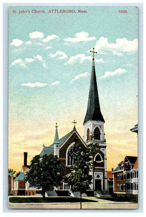 c1910 St. John's Church Attleboro Massachusetts MA AC Bosselman Postcard