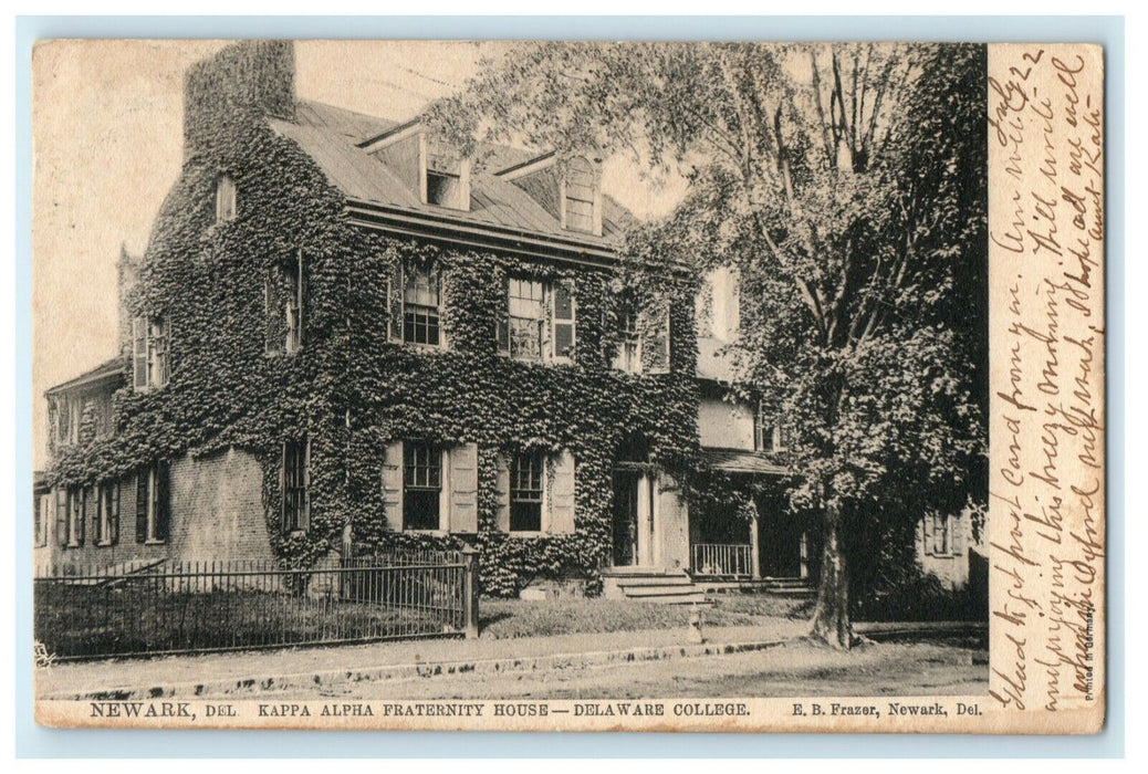 1907 Tuck Kappa Alpha Fraternity House Newark Delaware College DE Tuck Postcard