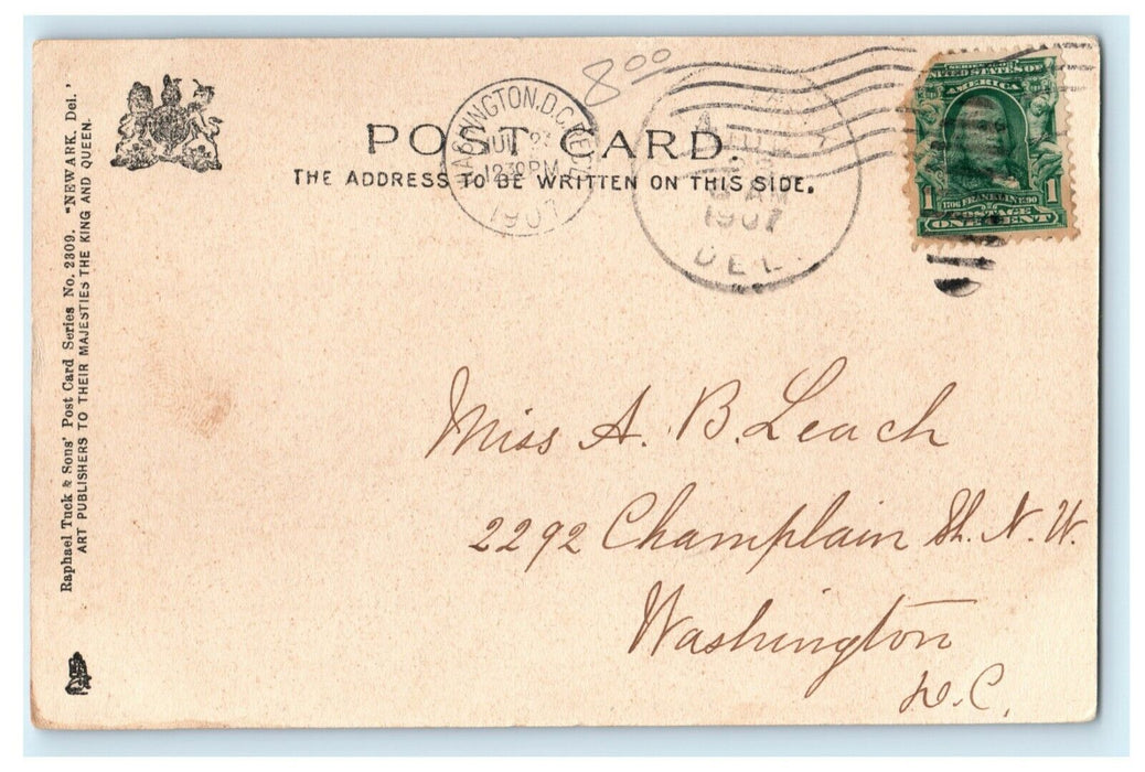 1907 Tuck Kappa Alpha Fraternity House Newark Delaware College DE Tuck Postcard