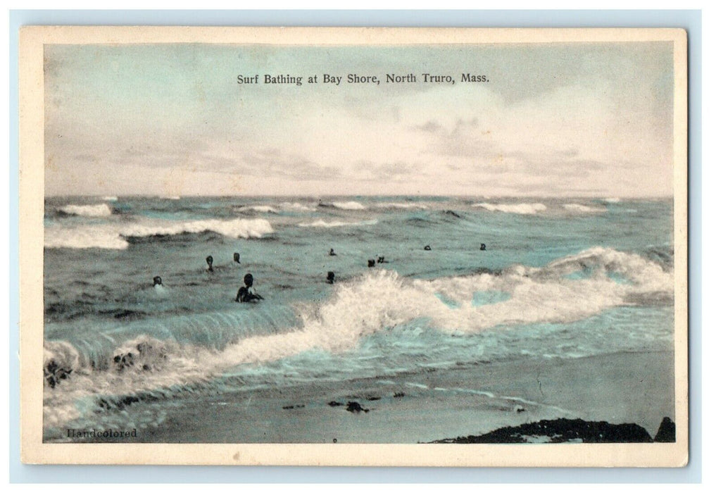 1914 Surf Bathing At Bay Shore North Truro Massachusetts MA Antique Postcard