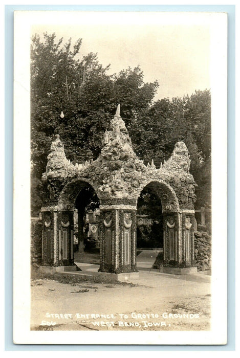 c1950's Grotto Grounds West Bend Iowa IA Entrance RPPC Photo Postcard