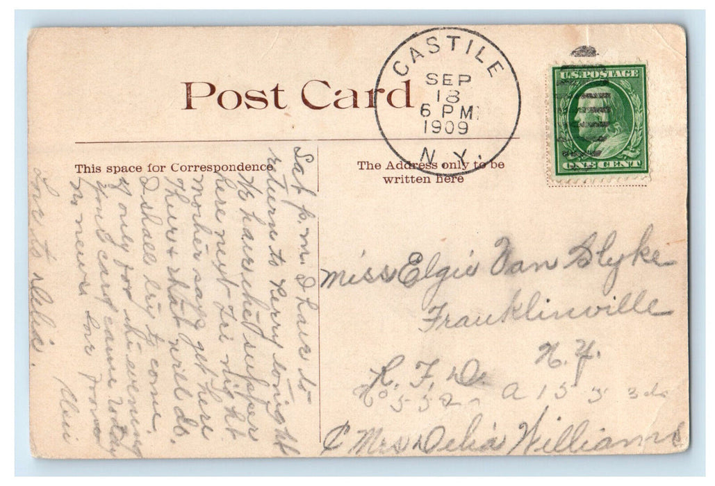 1909 The Outlet Silver Lake New York NY Castile NY Posted Antique Postcard