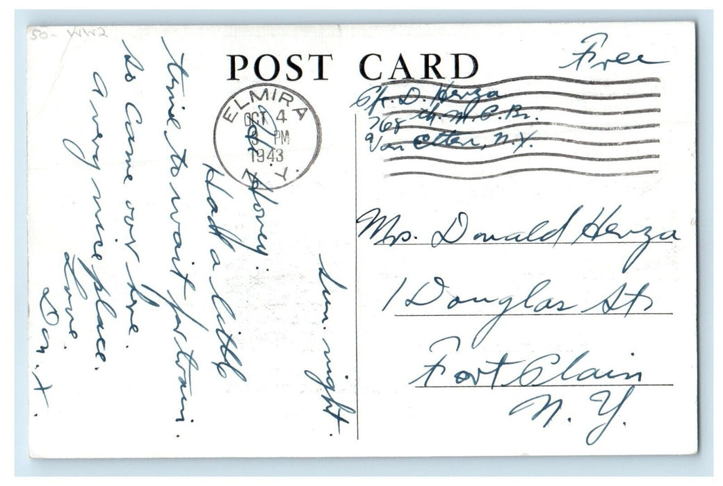 1943 Yank Service Center Advertising Club Binghamton New York NY WW2 Postcard