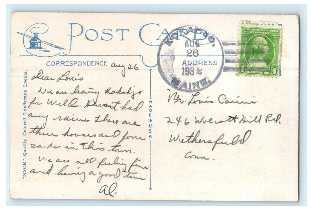 1932 Greetings From Kokadjo Maine ME Posted Vintage Postcard