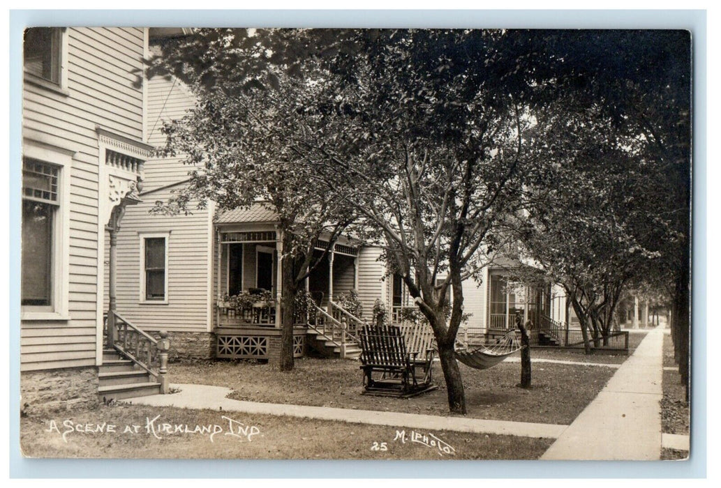 c1910's A Scene At Kirkland House And Hammock Indiana IN RPPC Photo Postcard