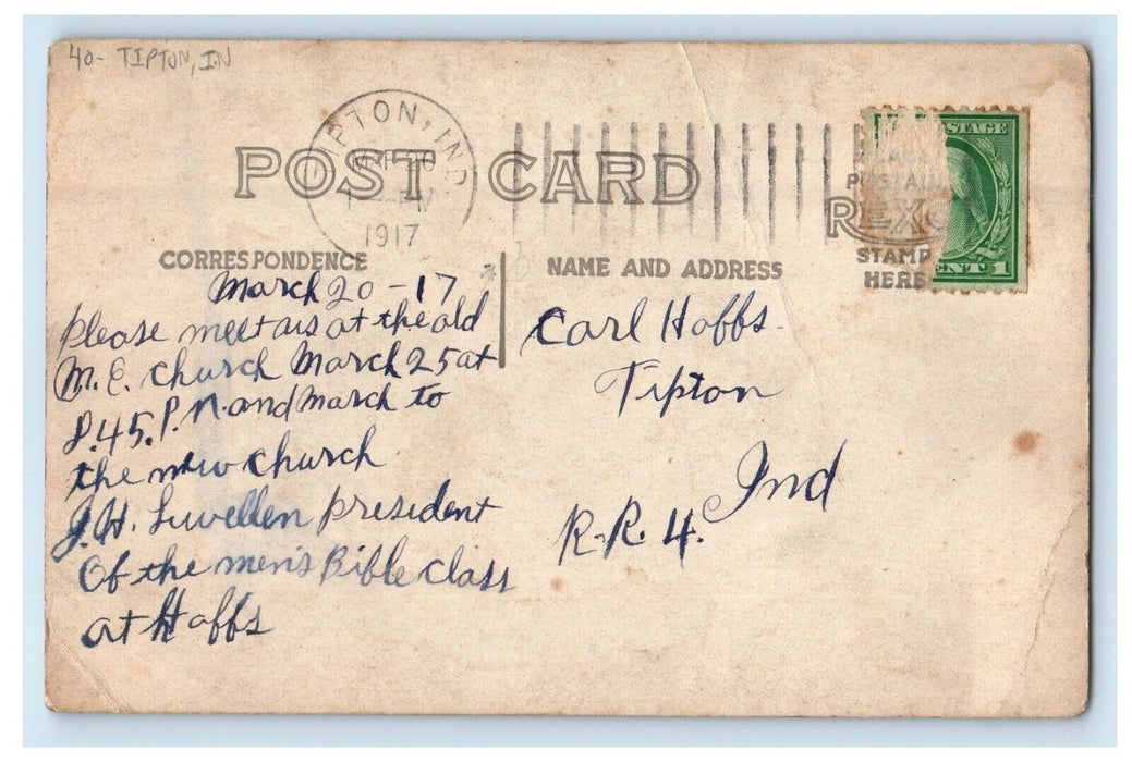 1917  Holls M.E. Church Dedicated Tipton Indiana IN RPPC Photo Antique Postcard