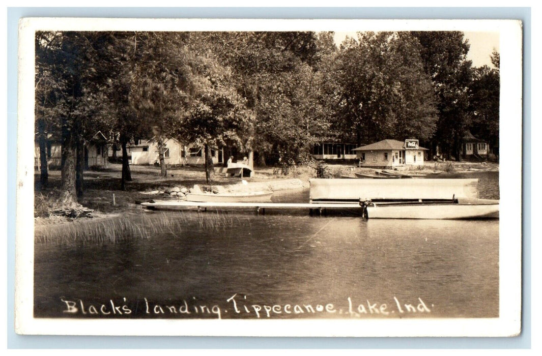 1939 Black's Landing Coca Cola Tippecanoe Lake Indiana IN RPPC Photo Postcard