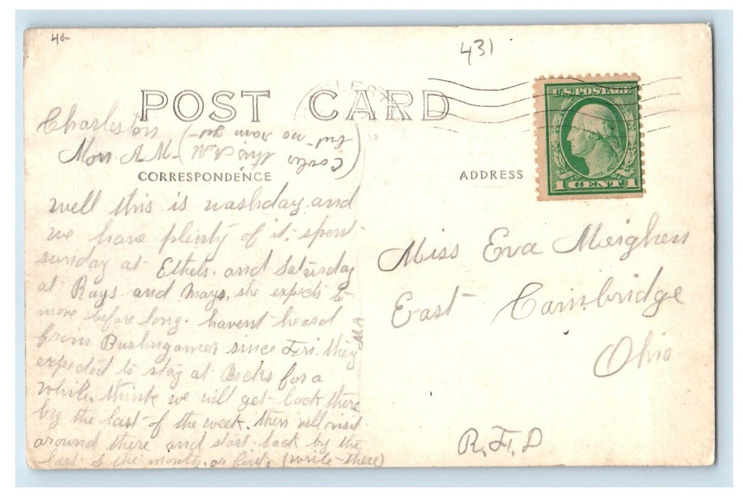 c1910's View Of Library Building Rockville Indiana IN RPPC Photo Posted Postcard