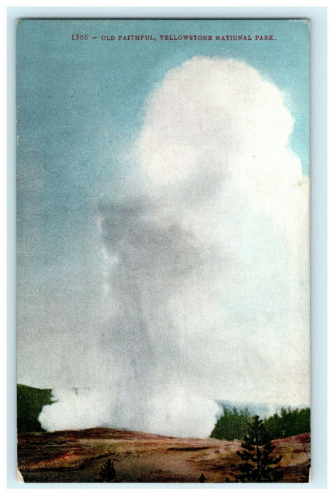 Old Faithful Yellowstone National Park  Vintage Postcard