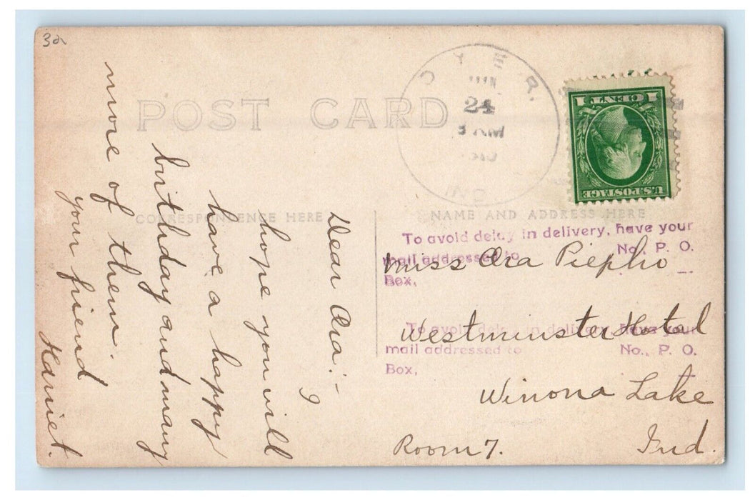 c1910's Plum Creek View Dyer Indiana IN RPPC Photo Posted Antique Postcard