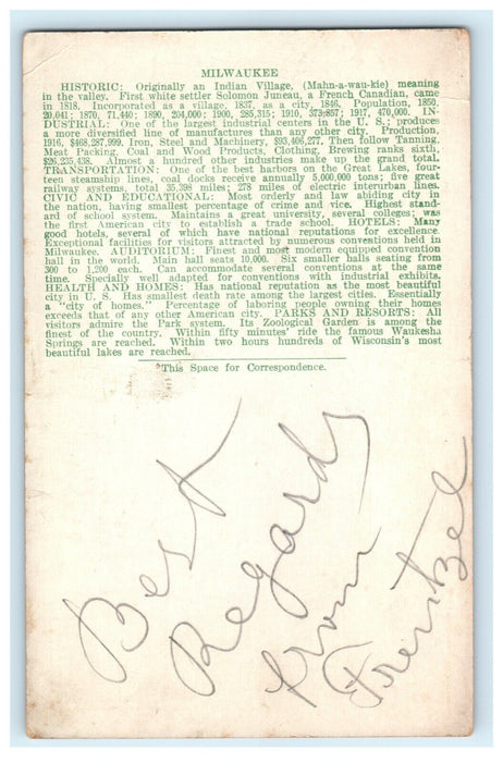 c1918 Grand Ave. Ninth St. Milwaukee Wisconsin WI City Advertising Postcard