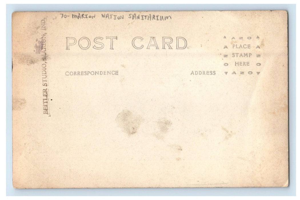 c1910's Marion Nation Sanitarium Indiana IN RPPC Photo Unposted Vintage Postcard