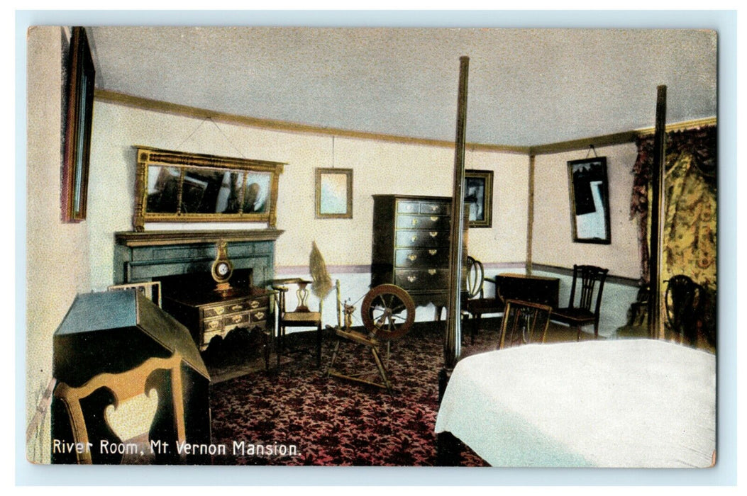 River Room, Mt. Vernon Mansion Virginia Washington Home Vintage Antique Postcard