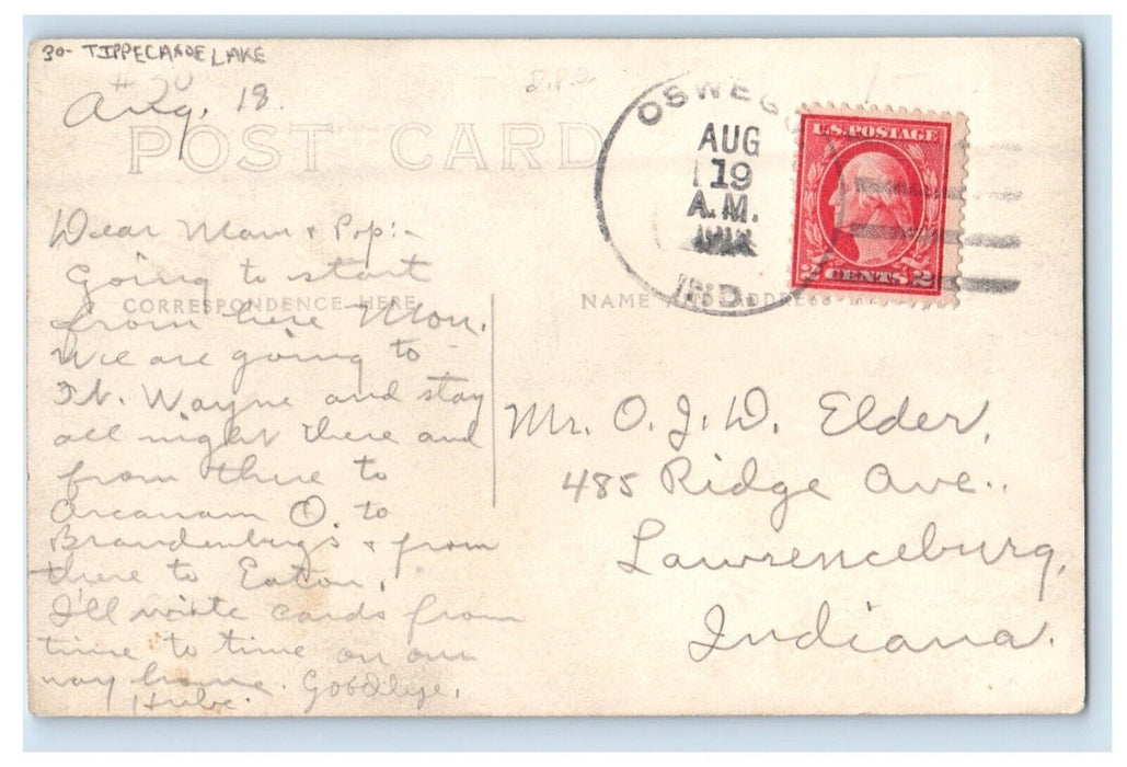c1910's Whitecaps Wave Tippecanoe Lake Oswego Indiana IN RPPC Photo Postcard