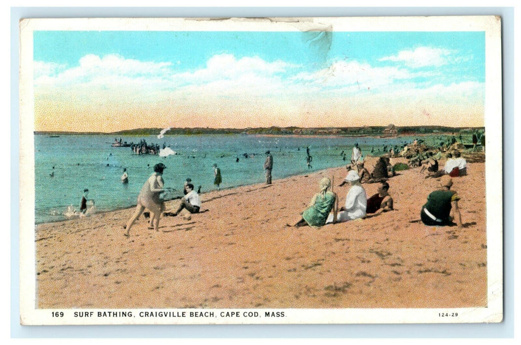 Suicide Joke Surf Bathing Craigville Beach Cape Cod 1929 Massachusetts Postcard