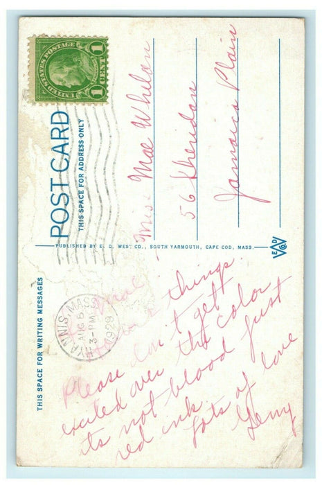 Suicide Joke Surf Bathing Craigville Beach Cape Cod 1929 Massachusetts Postcard