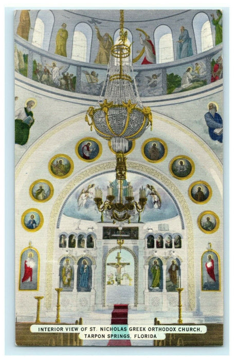 Interior View St. Nicholas Greek Orthodox Church Tarpon Springs Florida Postcard
