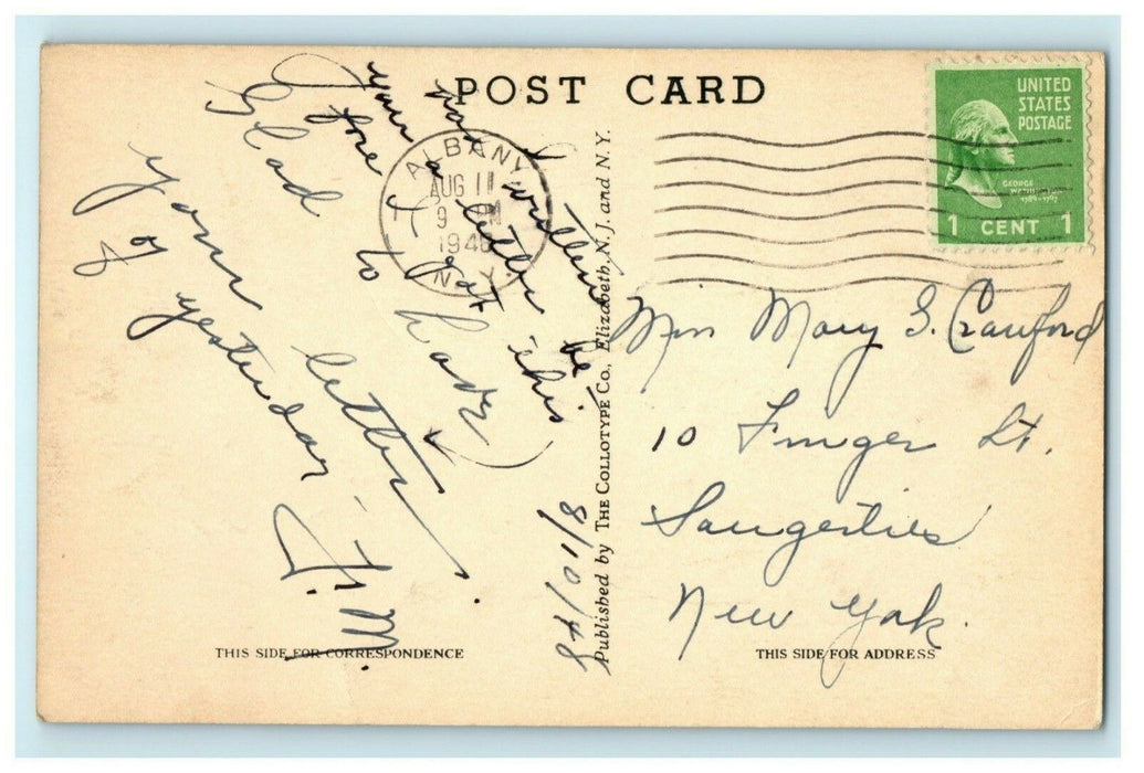 Many Curves on Way Up Mohawk Trail Massachusetts 1946 Road Vintage Postcard
