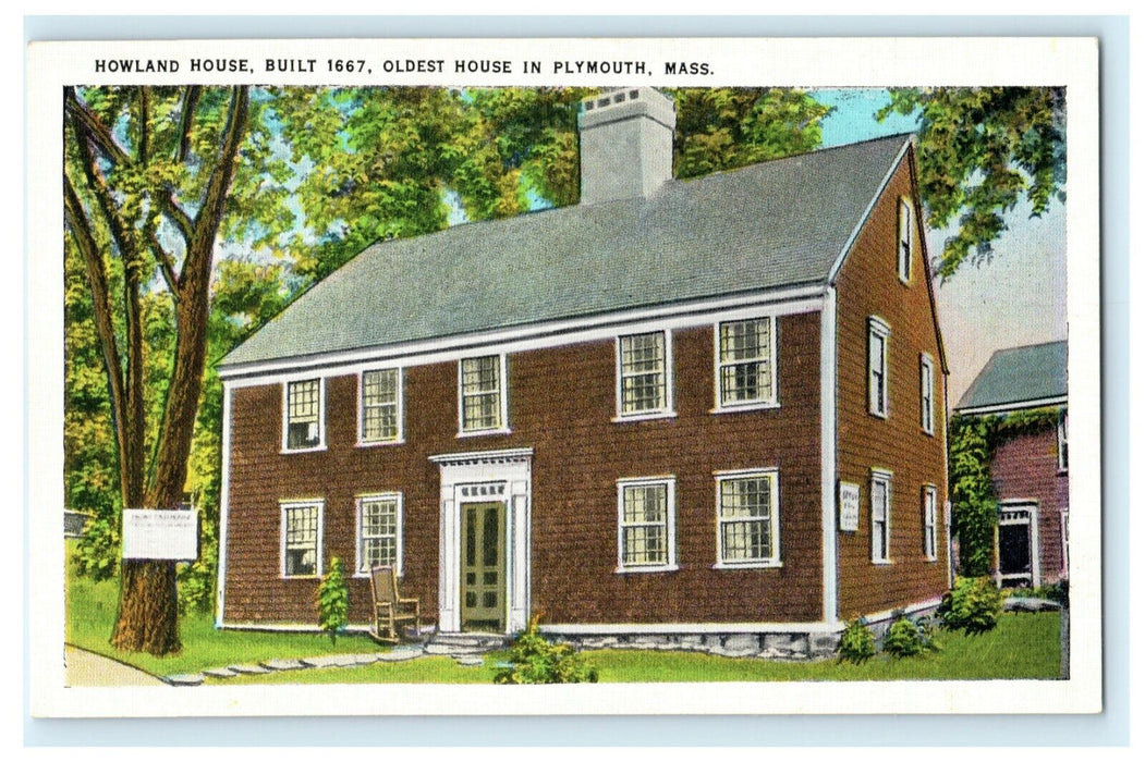 Howland House Built 1667 Oldest Plymouth Massachusetts Vintage Postcard