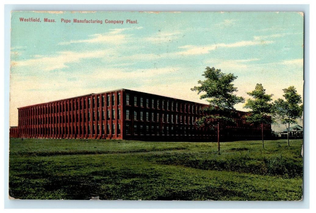 1910 Pope Manufacturing Company Plant, Westfield Massachusetts MA Postcard
