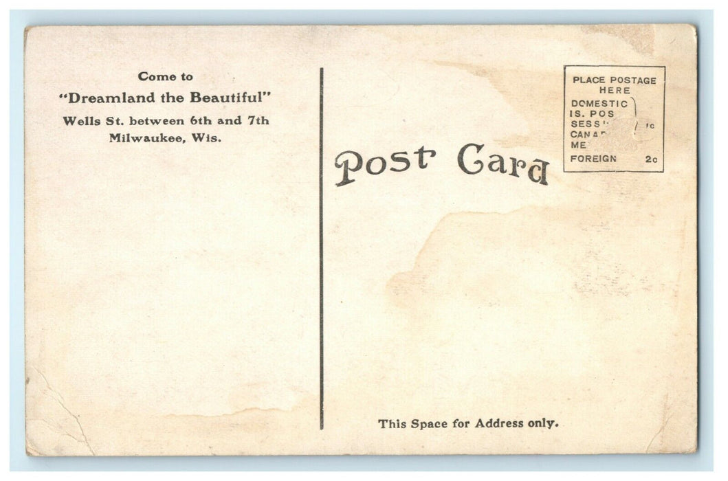 c1910 Dreamland the Beautiful Milwaukee Wisconsin WI Advertising Postcard