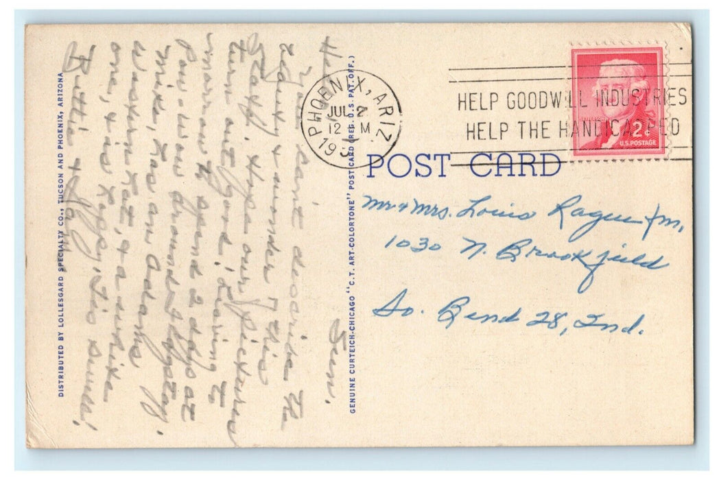 c1940's Barrel Cactus Desert Phoenix Arizona AZ Posted Vintage Postcard
