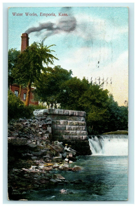 1909 Water Works Emporia Kansas KS Written by Person Born in 1835 Postcard