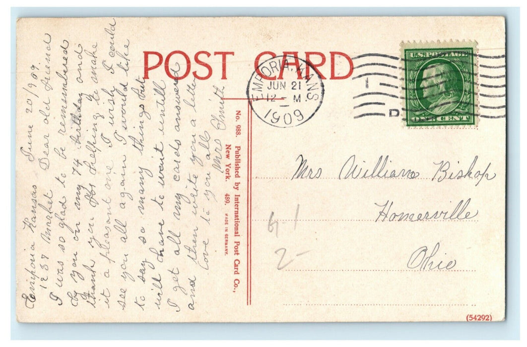 1909 Water Works Emporia Kansas KS Written by Person Born in 1835 Postcard