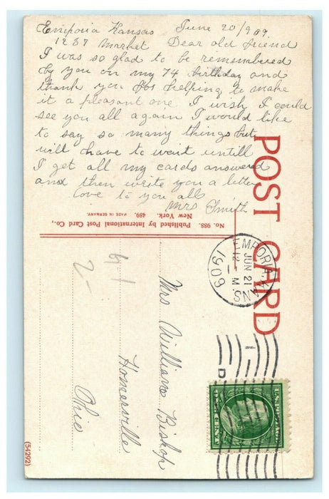 1909 Water Works Emporia Kansas KS Written by Person Born in 1835 Postcard