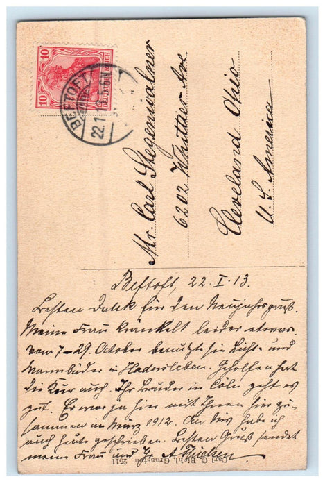 1913 Hilsen Fra Bevtoft Jutland, Denmark Posted Antique Postcard