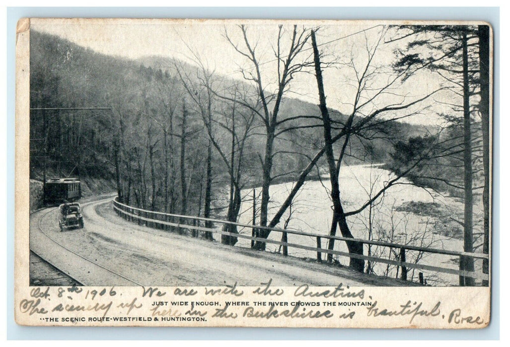 1906 The Scenic Route Westfield and Huntington Massachusetts MA Posted Postcard