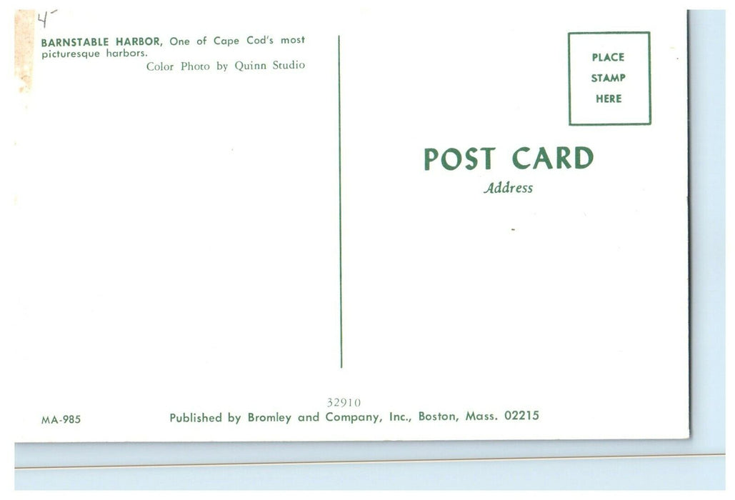 1950 Barnstable Harbor, Barnstable, Cape Cod, Massachusetts MA Postcard
